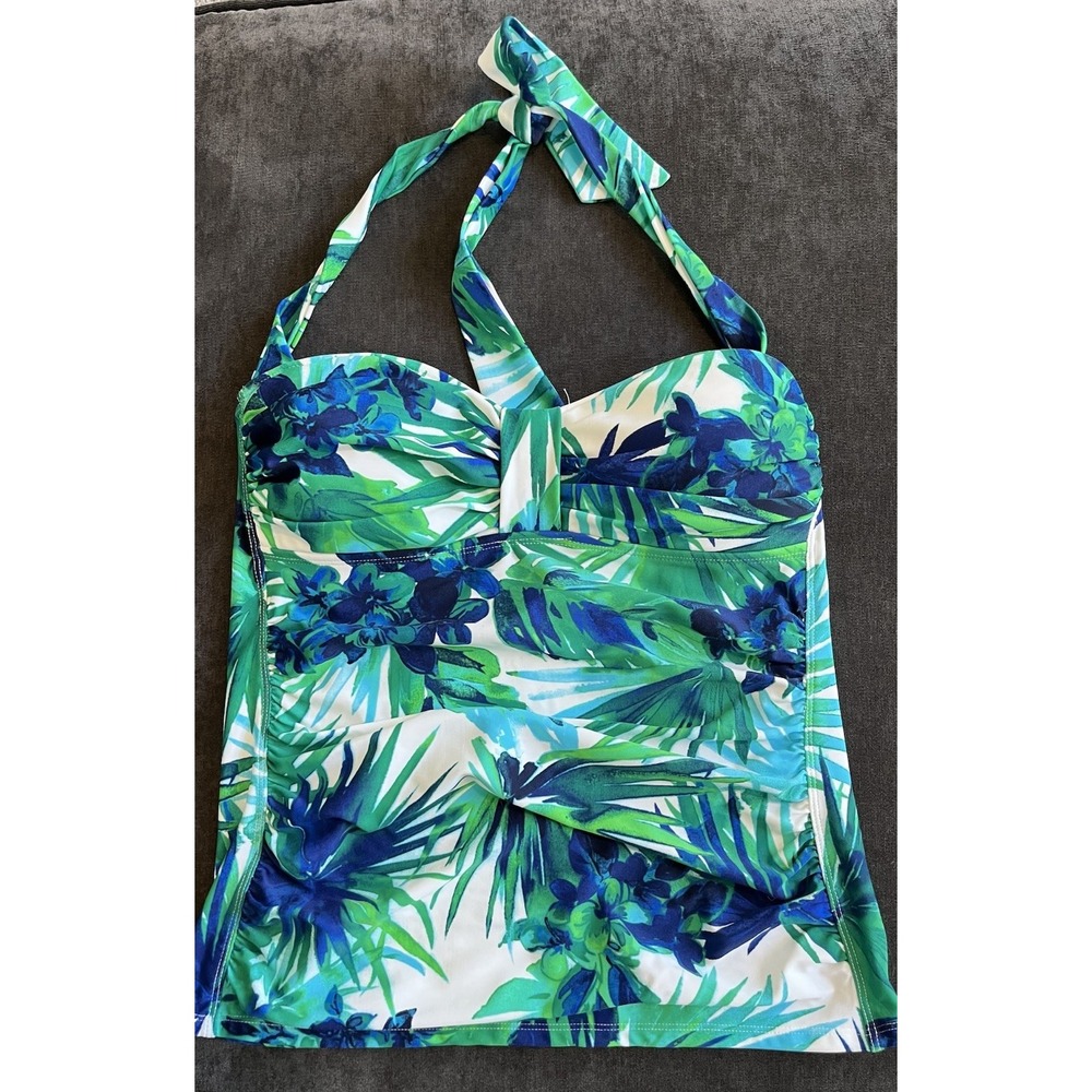 Tommy Bahama Green Blue Floral Halter Tankini Top
